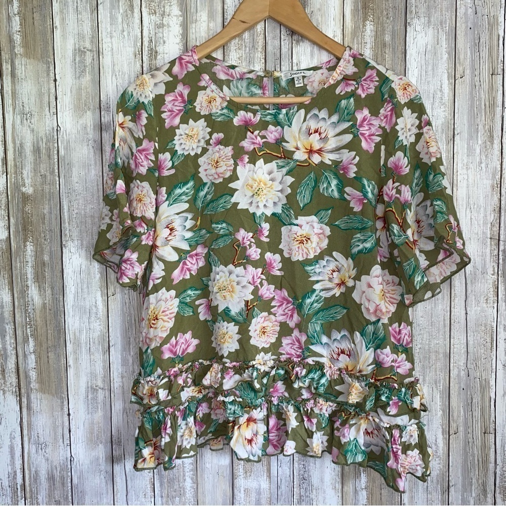 Jodifl Green Floral Blouse